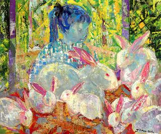 Rabbits, White and Pink