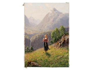 Girl in Summer Fjord Landscape