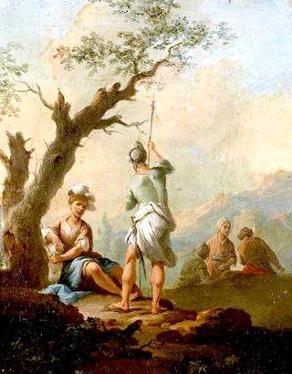 Roman Soldiers Resting by a Tree
