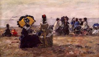 Beach Scene, the Yellow Parasol