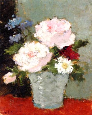 Vase of Flowers on a Red Table