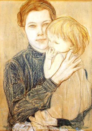 萨洛米娅·汉基维佐娃和女儿的画像