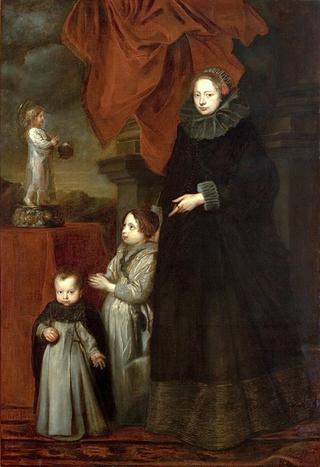洛米利尼侯爵夫人的肖像，和她的孩子们一起祈祷