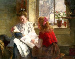 Two Girls Reading