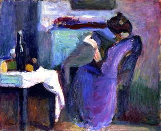 Reading Woman in Violet Dress