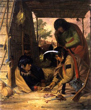 奇佩瓦印第安人在玩跳棋