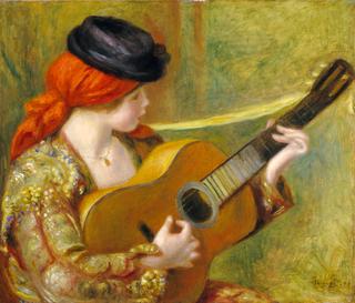 西班牙年轻女子弹吉他