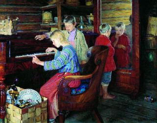 孩子们在弹钢琴