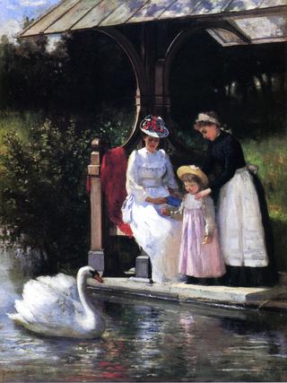 Feeding Swans, Central Park