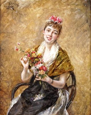 Young Woman with Flowers
