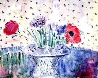 Anemones in Silver Basket