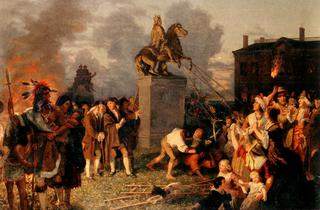 Pulling Down the Statue of King George III in New York 1776