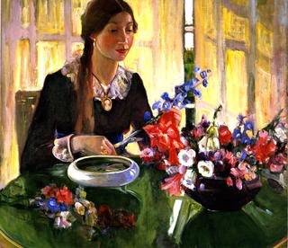 Young Danish Girl with Flowers