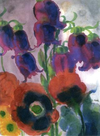 Bluebells and Poppies (Violet and Red)
