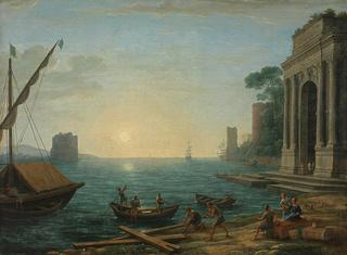 A Seaport at Sunrise