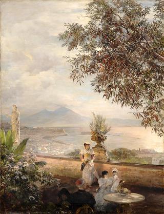 View onto the Bay on Naples and Mount Vesuvius