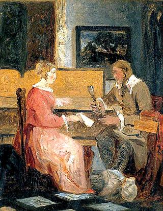 Man and Woman in an Interior Playing Music