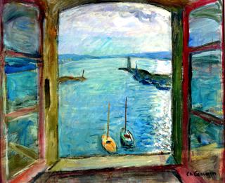 Window overlooking the Port of Saint-Tropez - the Artist's Studio