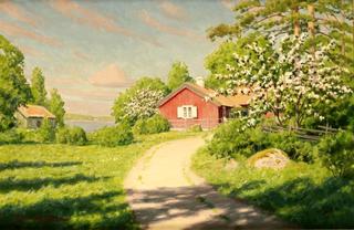 Red House with Fruit Trees