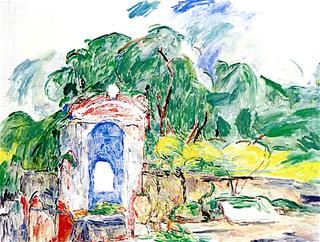 The Baroque Fountain in the Courtyard of the Villa Le Lagore (sketch)