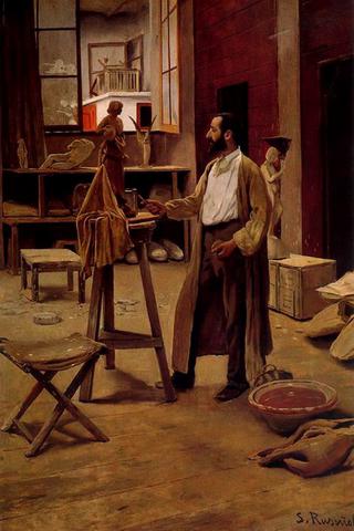 Clarasó in his Studio