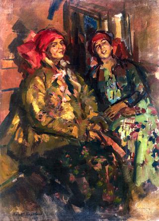 Two Girls in Peasant Costumes