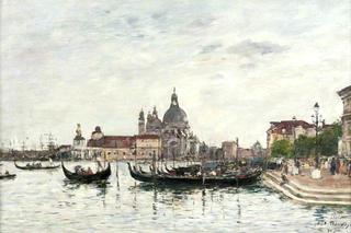 威尼斯，圣玛丽亚德拉礼炮和从运河对面望去的多加纳