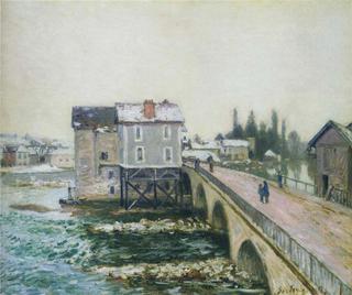 The Pont at Moret in Winter