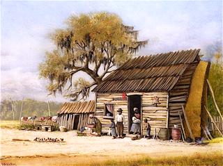 Cabin Scene with Live Oak