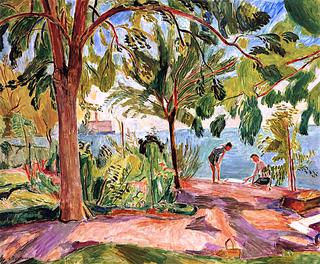 Landscape at Lake Constance with Bathers
