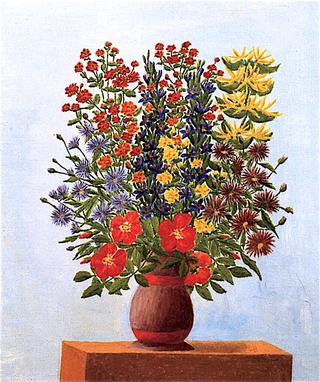 Flowers against a Blue Background