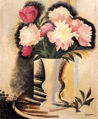 Peonies with White Vase