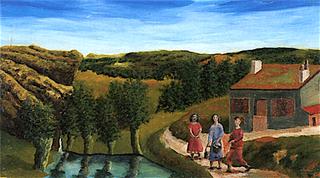 Three Figures outside a Farm