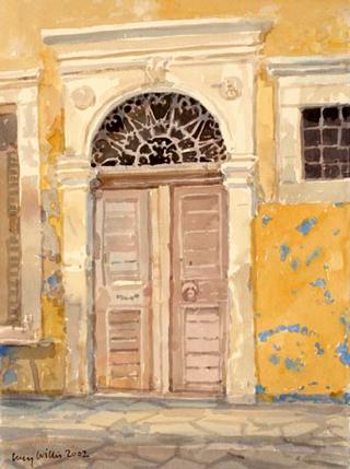 Door In Yellow Wall