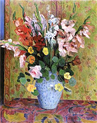 Flowers in a Green Vase