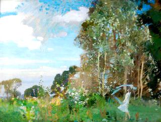 Itchen Valley Landscape with Figure
