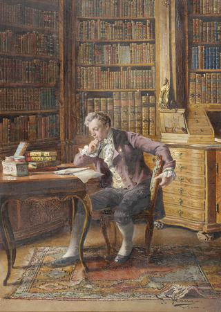 A Gentleman Reading in the Library