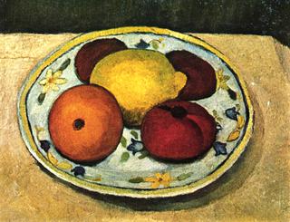 Still Life with Leaf Plant, Lemon and Orange