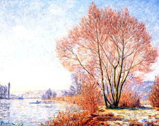 The Effect of Sunlight on the Banks of the Yonne in Winter