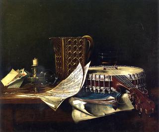 A Still Life: Banjo, Book and Cards