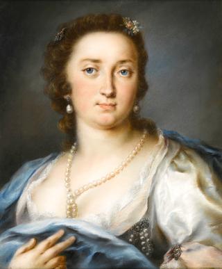 Portrait of a Lady in a Silver Dress with a Blue Shawl