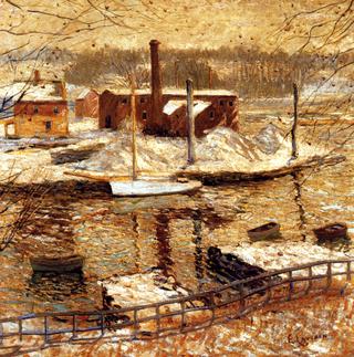 River Scene in Winter