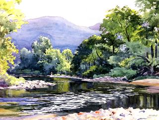 Fishing above the Rapids, White River, Vermont