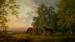 Landscape with Mares, Foals and Deer