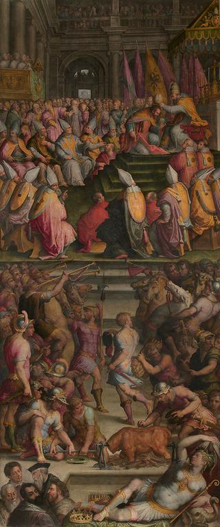 克莱门特七世在博洛尼亚的圣佩特罗尼奥为查理五世加冕