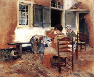 Dutch Courtyard Scene: Study for Venetian Bead Stringers