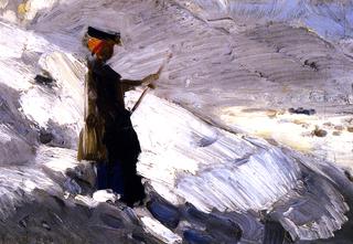 Woman Standing in a Winter Landscape