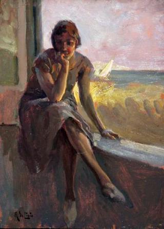 Girl at the window sill