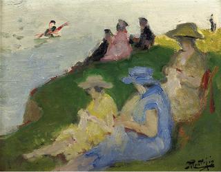 Young Women Knitting