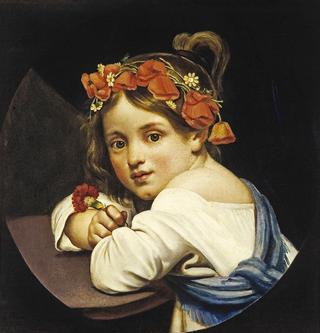 Girl with a Poppy Wreath Holding a Carnation